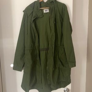 Green Old Navy Trench Coat with Hood